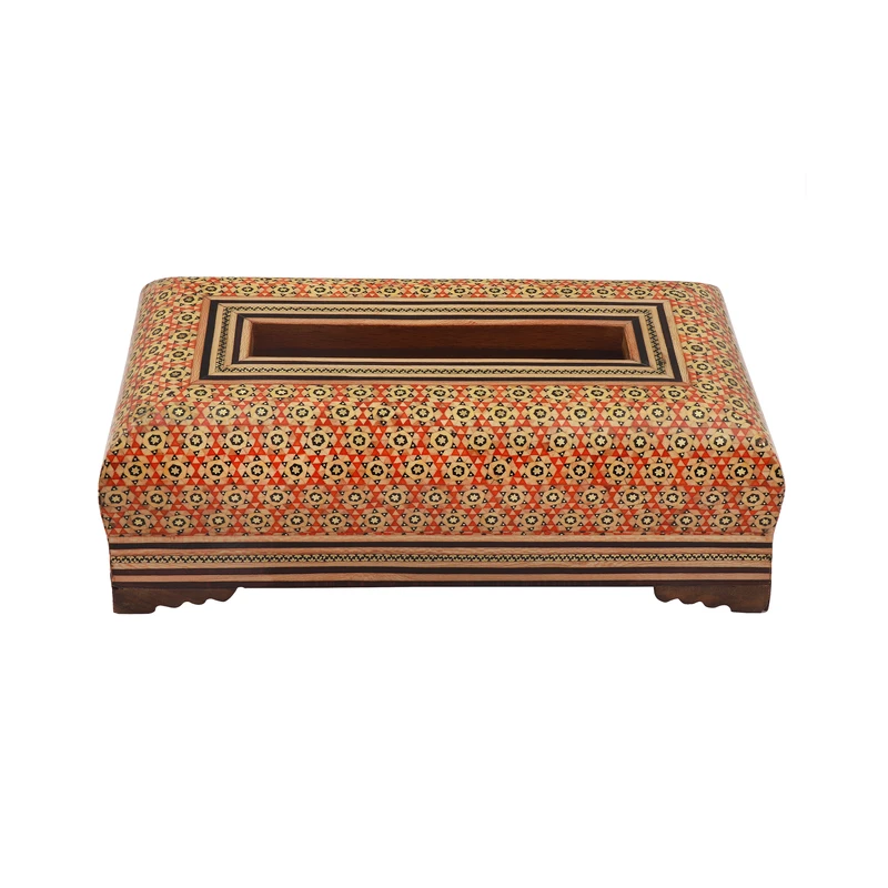 جعبه دستمال کاغذی خاتم کاری مدل کشویی کد 15