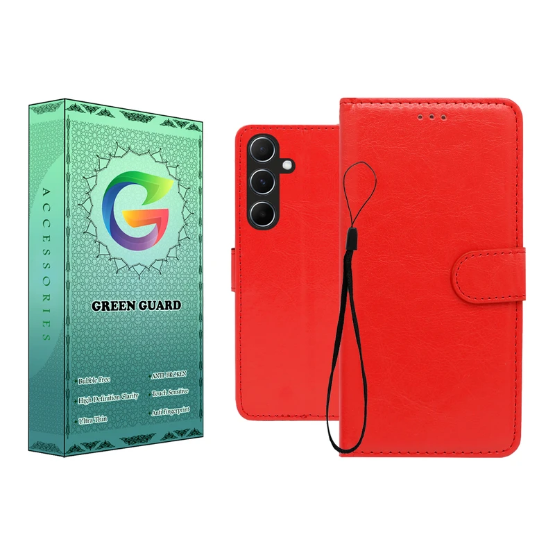 کیف کلاسوری گرین گارد طرح چرمی مدل Landing کد 04 مناسب برای گوشی موبایل سامسونگ Galaxy A16 به همراه بند آویز