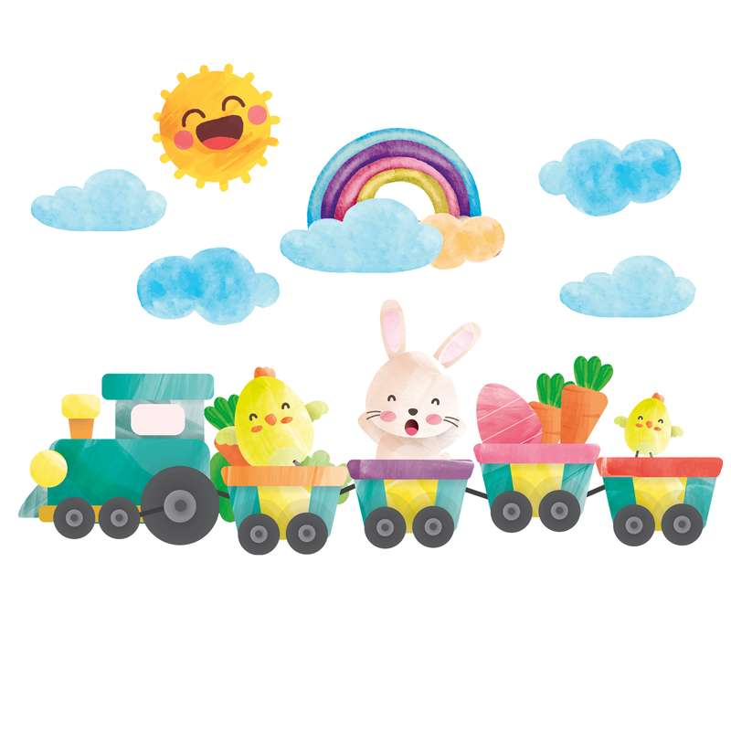 استیکر دیواری کودک تُکتم مدل قطار خرگوشی