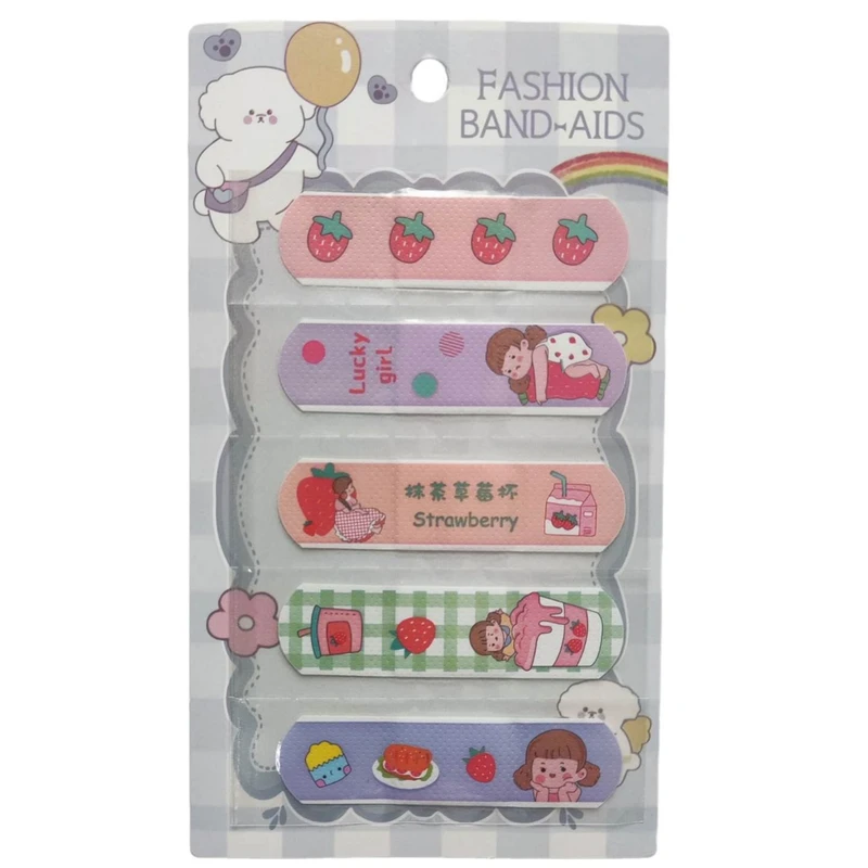 چسب زخم مدل فانتزی طرح توت فرنگی بسته ۵ عددی