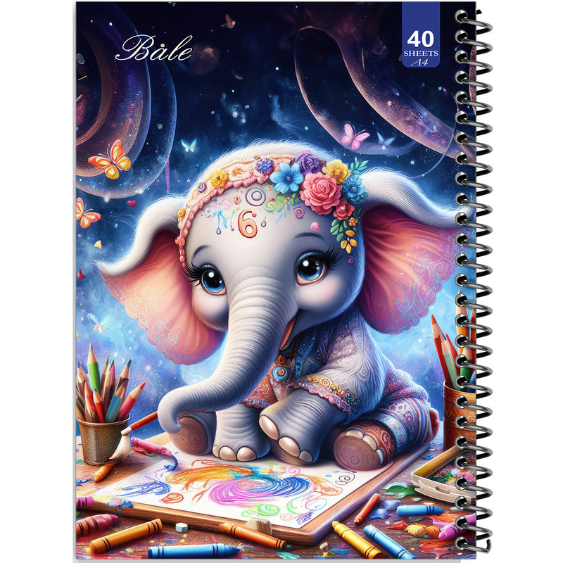 دفتر نقاشی 40 برگ انتشارات بله طرح فیل در حال طراحی کد A4-K201