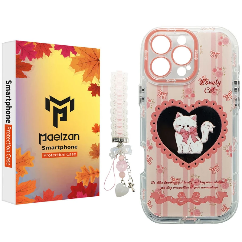 کاور پاییزان مدل CAT01 طرح گربه مناسب برای گوشی موبایل اپل IPhone 13 Pro Max به همراه آویز 