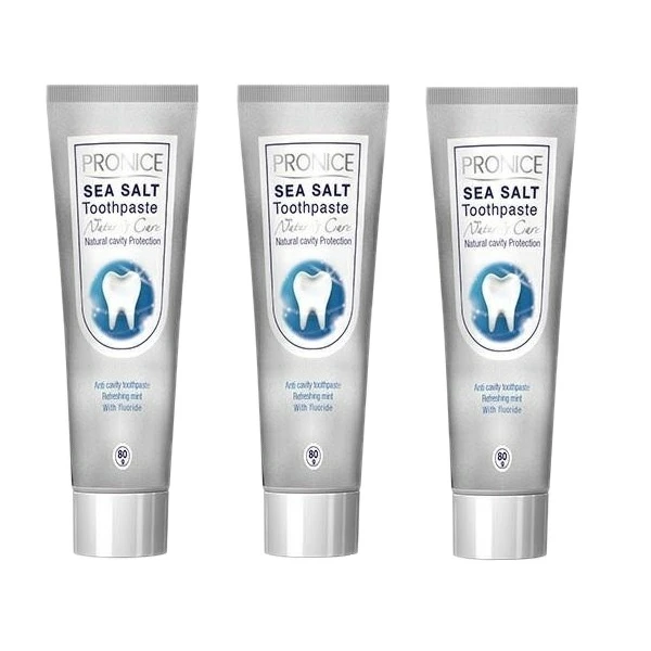 خمیر دندان پرونایس مدل Sea Salt حجم 80 میلی لیتر مجموعه 3 عددی