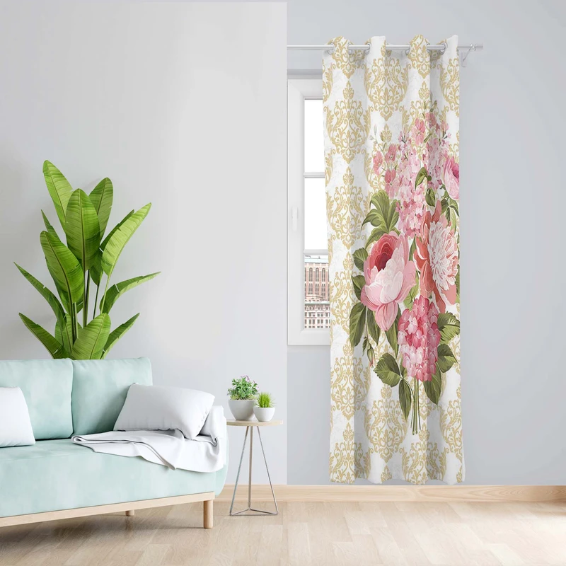 پرده طرح گل مدل مخمل پانچی کد 5466L z سایز 140x200 سانتی متر