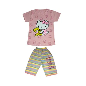 ست تی شرت و شلوارک دخترانه مدل پولک دورو کد 5