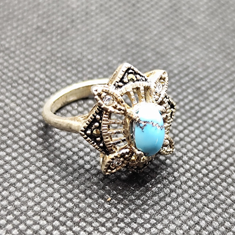 انگشتر نقره زنانه مدل فیروزه نیشابور کد 13