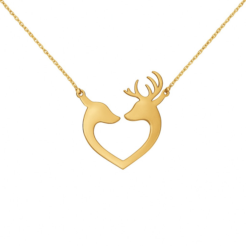 گردنبند طلا 18 عیار زنانه با طرح حلقه‌ای (فلامینگو) گالری قو طلایی مدل گوزن عاشق