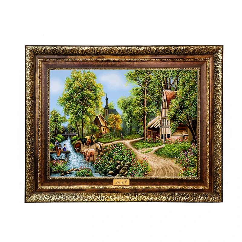 تابلو فرش ماشینی نقش نگار رضوی طرح منظره کد 1678H