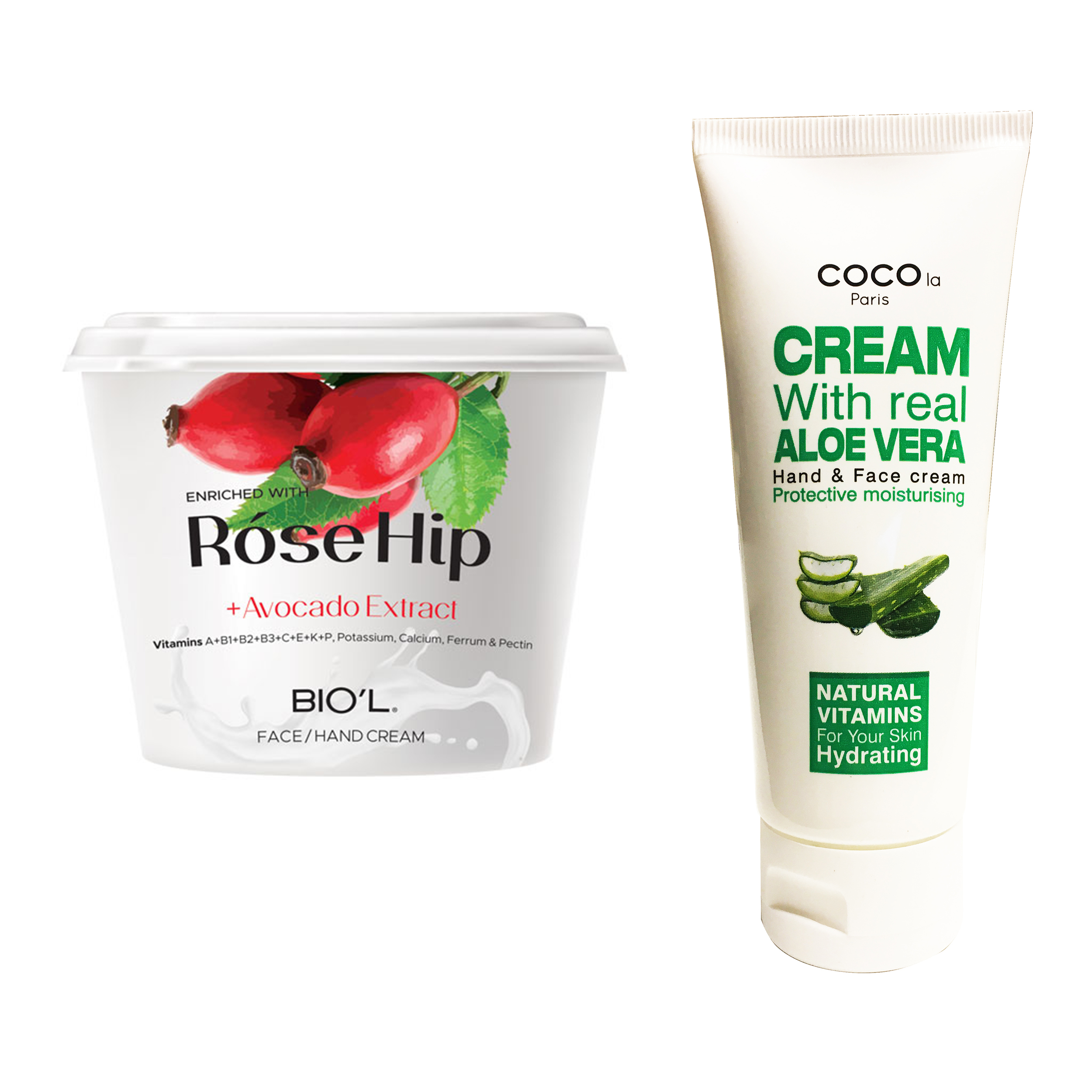 کرم مرطوب کننده بیول مدل Rose Hip حجم 250 میلی لیتر به همراه کرم مرطوب کننده کوکولا پاریس مدل آلوئه ورا حجم 75 میلی لیتر