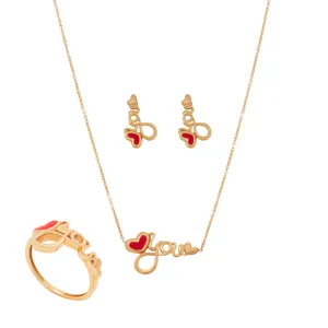 نیم ست طلا 18 عیار زنانه مدل عشق C0021