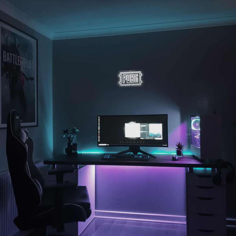 چراغ دیواری نئون دیزاین طرح Pubg-Logo_WHT