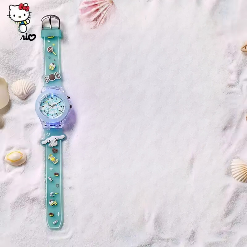 ساعت مچی عقربه‌ای کوارتز بچگانه مدل بند سیلیکونی چراغدار طرح سینامارول