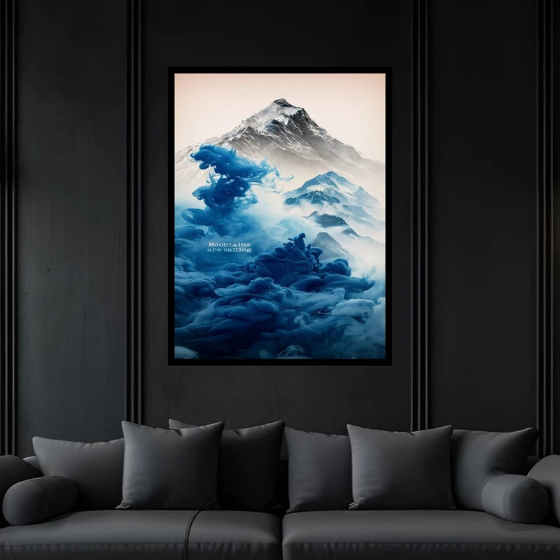 تابلو بکلیت طرح هنری دکوری کوه و کوهستان و جمله انگلیسی مدل B-bu6113 فریم مشکی