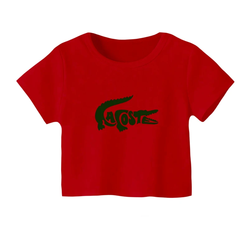 کراپ‌ تی‌شرت آستین کوتاه زنانه مدل لوگو کد 10