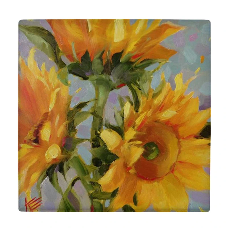 زیر لیوانی طرح نقاشی گل آفتابگردان کد    4071994_2713