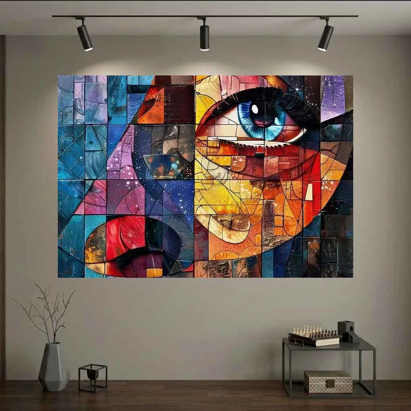 پوستر طرح  نقاشی هنری مدل چهره موزاییکی 11 کد DV.1450
