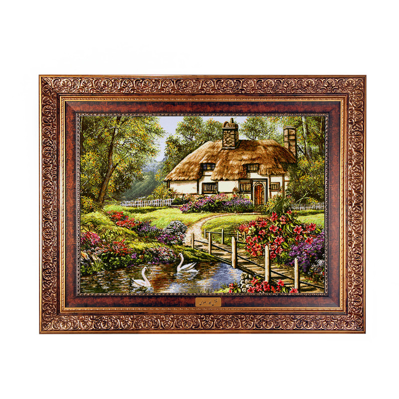 تابلو فرش ماشینی نقش نگار رضوی طرح منظره کد 553C