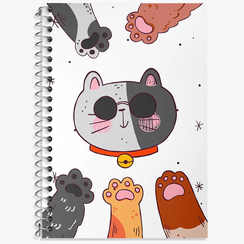 دفتر زبان 50 برگ خندالو مدل دو خط طرح گربه بامزه کد N1023