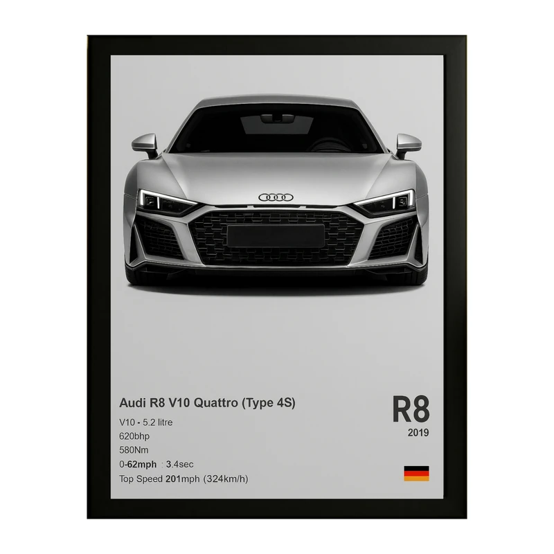 تابلو طرح آئودی R8 کد 01 فریم مشکی