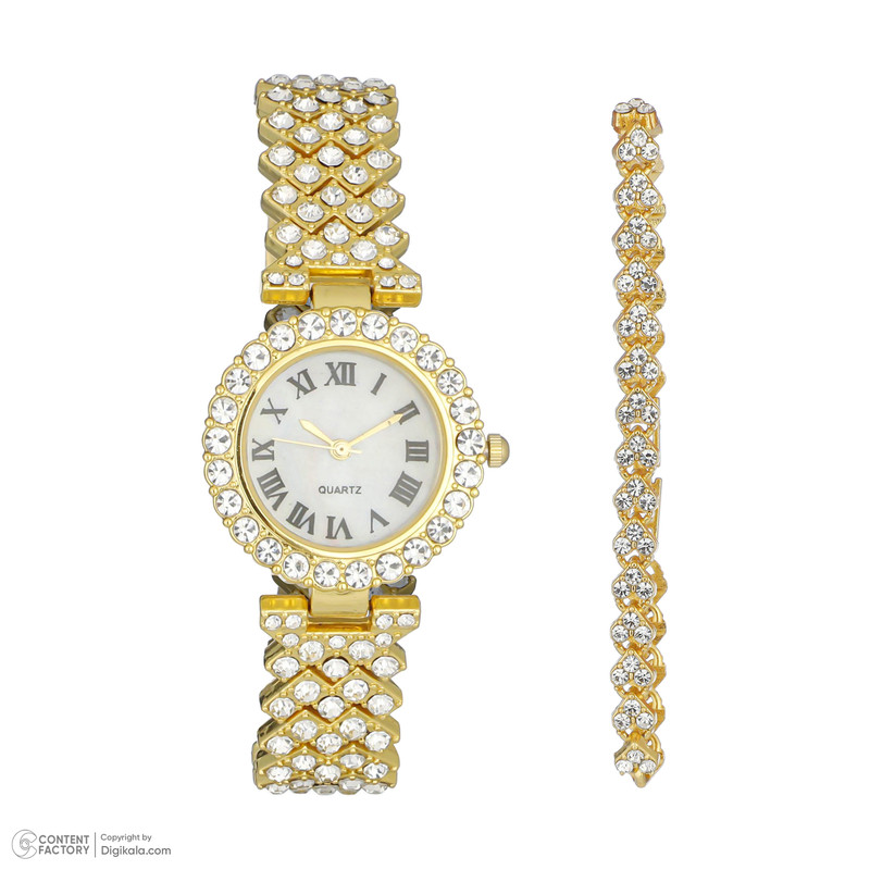 ست دستبند و ساعت مچی عقربه ای زنانه مدل SA-02 ست دستبند و ساعت مچی عقربه ای زنانه مدل SA-02