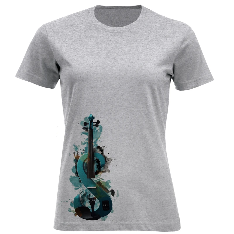 تی شرت آستین کوتاه زنانه مدل نت گیتار D1195