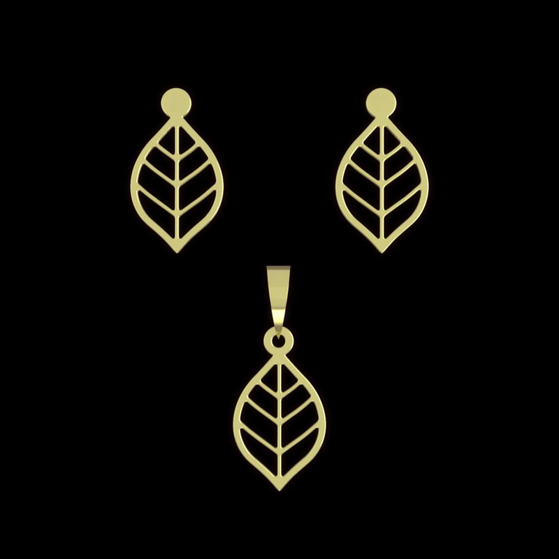 نیم ست طلا 18 عیار زنانه مدوپد مدل برگ کد NA11548