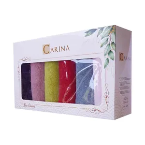 حوله دستی کارینا مدل یارن سایز 38×80 سانتی متر مجموعه 6 عددی