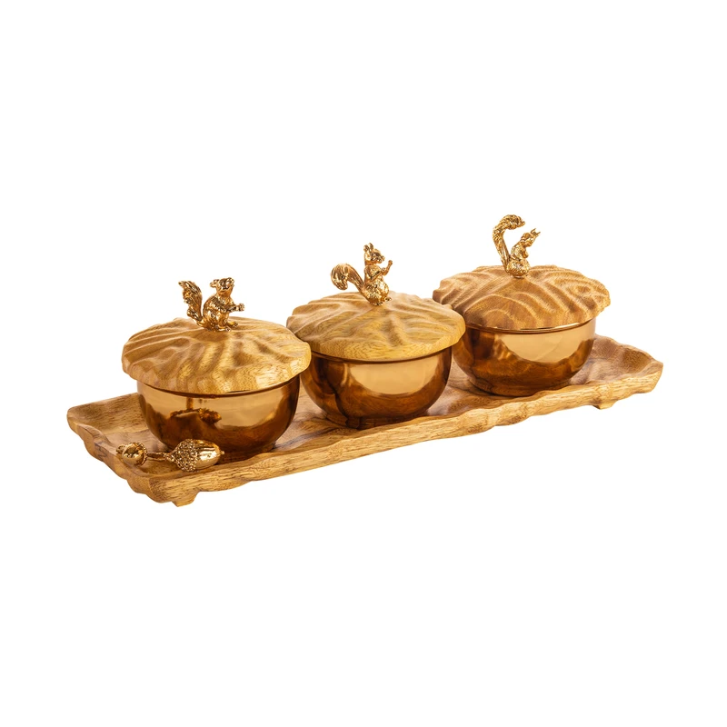 قندان گلدکیش مدل اسکیو کد GK829706 بسته سه عددی