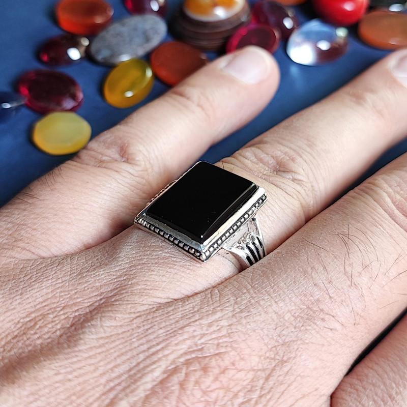 انگشتر نقره مردانه مدل عقیق MA4032