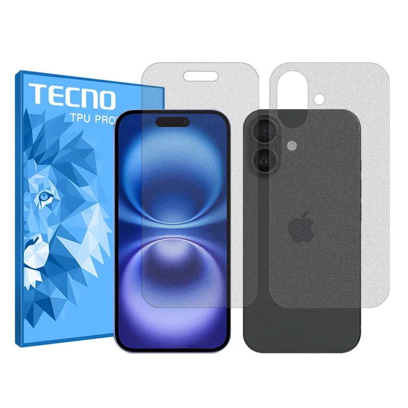 محافظ صفحه نمایش مات تکنو مدل Resistant مناسب برای گوشی موبایل اپل iPhone 16 به همراه محافظ پشت گوشی