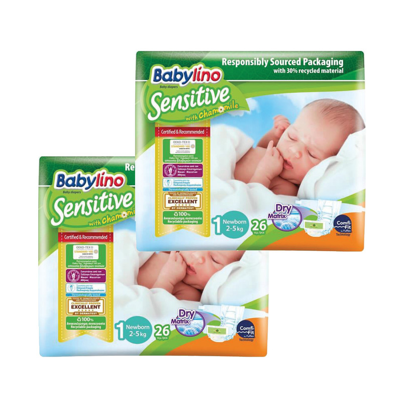 پوشک بیبی لینو مدل سنسیتیو کد 1 دو بسته 26 عددی