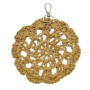 کیف عینک زنانه مدل آویز طرح رافیا گرد