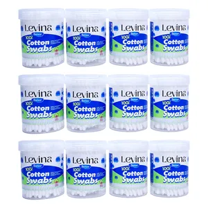 گوش پاک‌کن لوینا مدل Cotton Swabs دوازده بسته 100 عددی