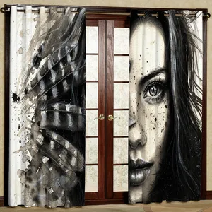 پرده مدل دختر پر هازان پانچی کد 4818 سایز 140x200 سانتی متر