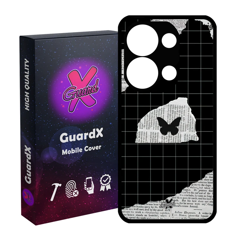کاور گارد ایکس طرح پروانه مدل Glass10533 مناسب برای گوشی موبایل شیائومی Redmi Note 13 Pro 4G / Poco M6 Pro 4G