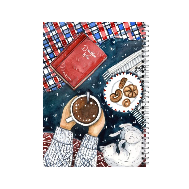 دفتر مشق 100 برگ بامبیلیپ طرح گربه،کتاب و قهوه کد 5866074