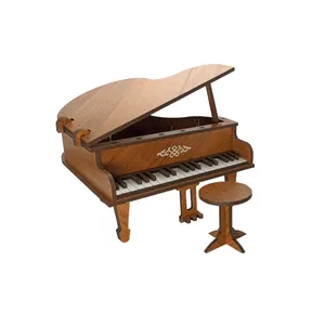 ماکت دکوری چوب آرا طرح پیانو و صندلی مینیاتوری مدل J660