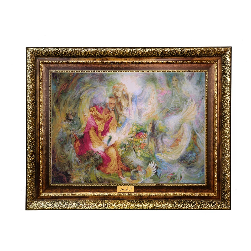 تابلو فرش ماشینی نقش نگار رضوی طرح مینیاتور کد 1468KH