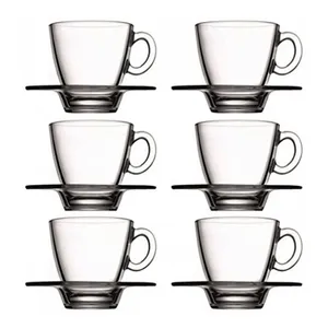 Pasabahce Aqua 95040 Cup and Saucer Set -6 Pcs