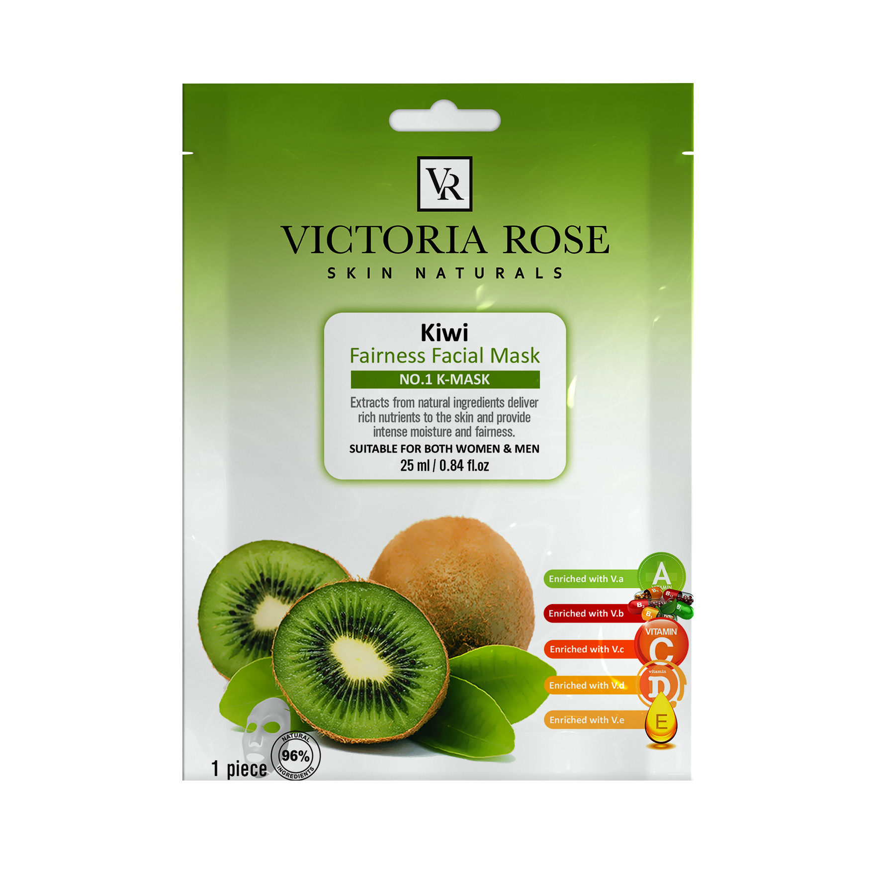 ماسک صورت ویکتوریا رز مدل Kiwi حجم 25 میلی لیتر بسته 25 عددی