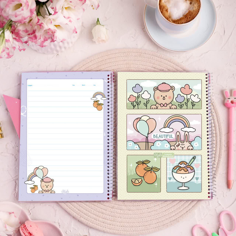 دفتر ۵۰ برگ دایان مدل گرلیش حاشیه دار کد ۶۴۹۴۱ بسته ۴ عددی