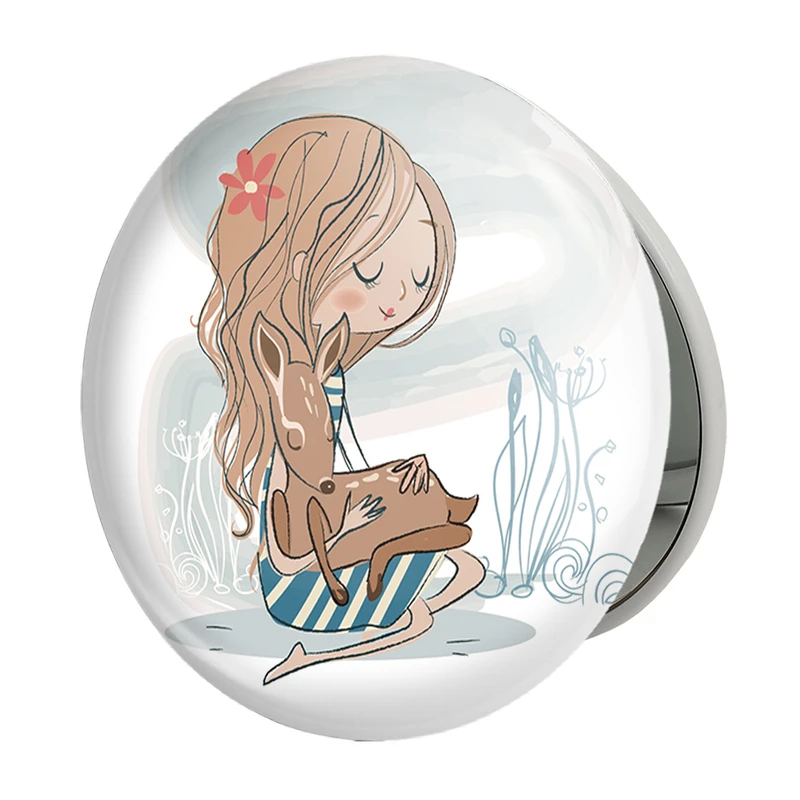 آینه جیبی خندالو طرح دختر مدل تاشو کد 5888 