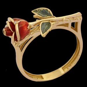 انگشتر طلا 18 عیار زنانه طلای مستجابی مدل رز یاسان کد T891 سایز 56