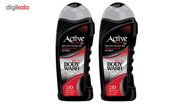 پک شامپو بدن مردانه اکتیو سری Sport مدل Black بسته 2 عددی