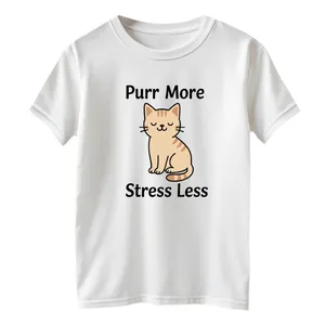 تی شرت آستین کوتاه یقه گرد بچگانه مدل گربه ریلکس