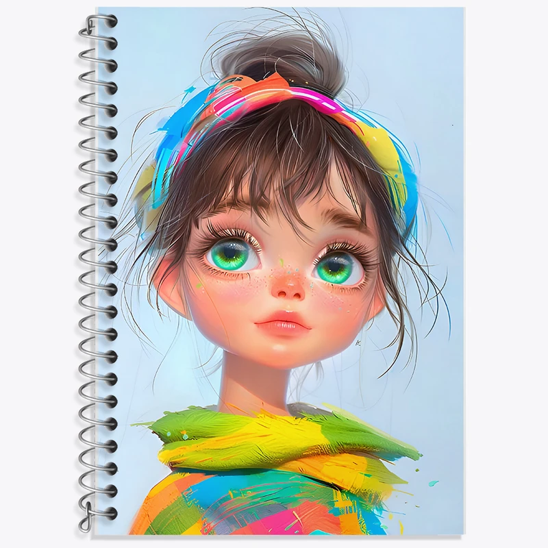 دفتر زبان 50 برگ خندالو مدل سه خط طرح دخترانه کیوت کد F6540