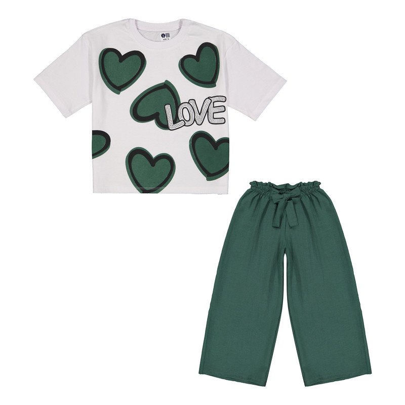 ست تی شرت و شلوار دخترانه مادر مدل هایدی کد 87-43 رنگ سبز