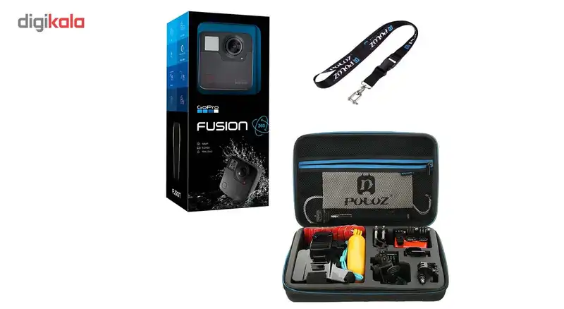 دوربین فیلم برداری ورزشی گوپرو مدل Fusion همراه با کیف و بند آویز پلوز