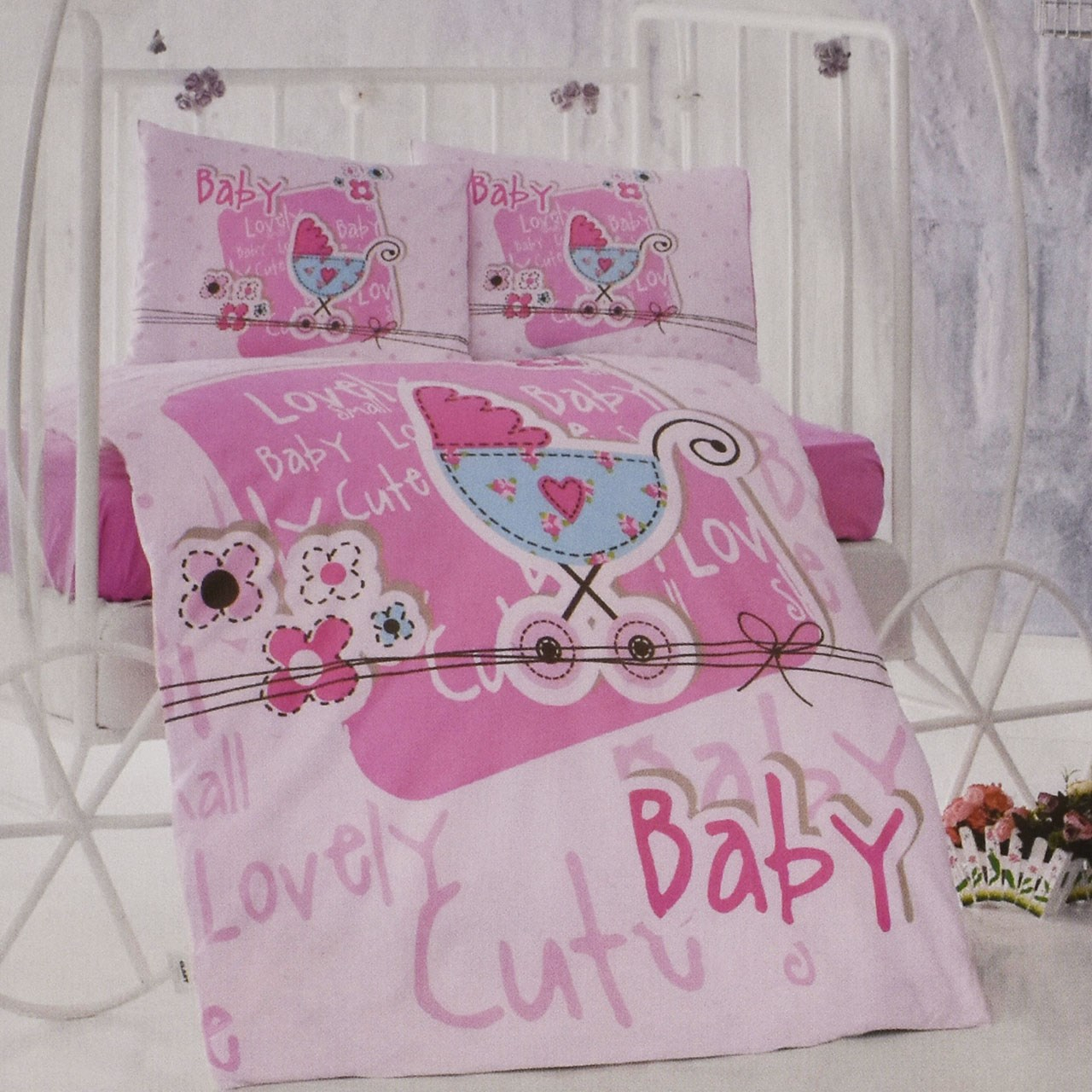 سرویس کاور لحاف نوزادی 4 تکه کلسی طرح Lovely baby