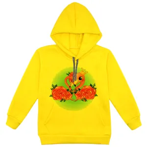 هودی دخترانه مدل فلامینگو عاشق F133 رنگ زرد